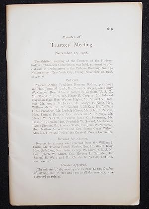 Imagen del vendedor de Minutes of Trustees' Meeting November 20, 1908 [and Nov. 30] a la venta por Classic Books and Ephemera, IOBA