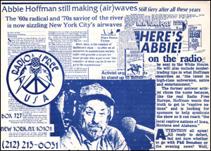 Imagen del vendedor de Benefit Birthday Party for Radio Free USA Celebrating Abbie Hoffman - 50 Years Old and Still Full of It! a la venta por Specific Object / David Platzker