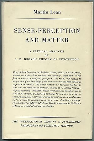 Bild des Verkufers fr Sense-Perception and Matter. A Critical Analysis of C.D. Broad's Theory of Perception zum Verkauf von Between the Covers-Rare Books, Inc. ABAA