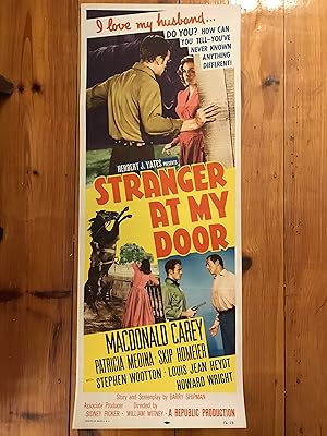 Seller image for Stranger at My Door Insert 1956 Macdonald Carey, Patricia Medina for sale by AcornBooksNH