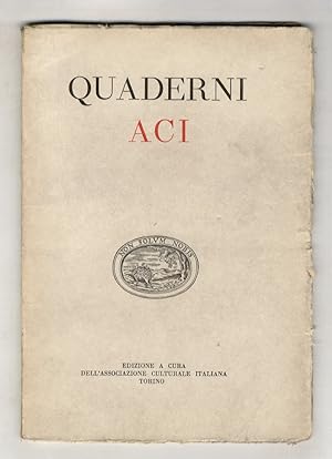 Quaderni ACI. I. Letteratura del dopoguerra. (G. B. Angioletti: Nuovi orientamenti della poesia e...