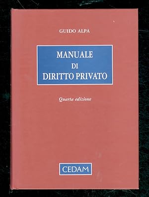 Bild des Verkufers fr Manuale di diritto privato. Quarta edizione. zum Verkauf von Libreria Oreste Gozzini snc