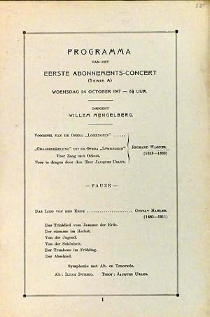 [Programmheft] Programma van het eerste Abonnements-Concert (serie A) Dirigent Willem Mengelberg....