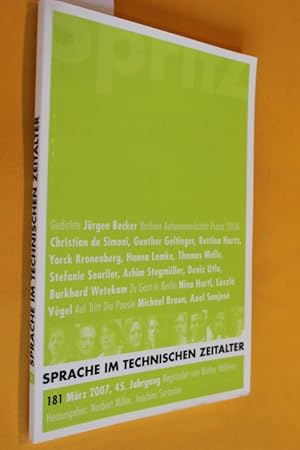 Bild des Verkufers fr Sprache im technischen Zeitalter (SPRITZ), Heft 181, Mrz 2007 zum Verkauf von Antiquariat Tintentraum