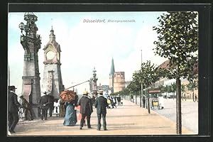 Ansichtskarte Düsseldorf, Rheinpromenade