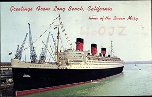 Bild des Verkufers fr Ansichtskarte / Postkarte Long Beach Kalifornien USA, Dampfschiff Queen Mary, Cunard Line zum Verkauf von akpool GmbH