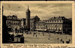 Bild des Verkufers fr Ansichtskarte / Postkarte Darmstadt in Hessen, Ernst Ludwig Platz mit weiem Turm zum Verkauf von akpool GmbH