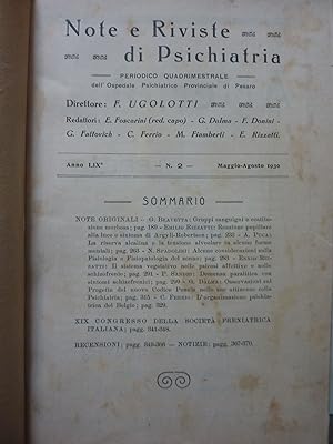 NOTE E RIVISTE DI PSICHIATRIA Periodico Quadrimestrale dell'Ospedale Psichiatrico Provinciale di ...