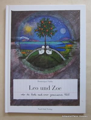 Imagen del vendedor de Leo und Zoe oder die Suche nach einer gemeinsamen Welt. Aus dem Franzsischen von Anne Frre. 5. Auflage. Gossau, Nord-Sd Verlag, 2002. Fol. Durchgngig farbig illustriert. 22 Bl. Farbiger Or.-Pp. (ISBN 3314005997). a la venta por Jrgen Patzer