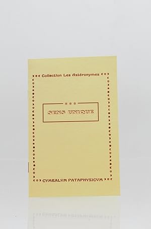 Bild des Verkufers fr [COLLEGE DE PATAPHYSIQUE] Collection les astronymes : N3 : Sens unique zum Verkauf von Librairie Le Feu Follet