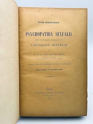 Bild des Verkufers fr Psychopathia sexualis avec recherches spciales sur l'inversion sexuelle zum Verkauf von Librairie Le Feu Follet