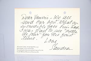 Carte postale autographe signée adressée à Juan Luis Buñuel