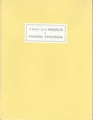 Image du vendeur pour A Letter from Sherman to Colonel Stevenson mis en vente par Eureka Books