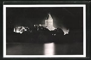 Bild des Verkufers fr Ansichtskarte Ratzeburg, Dom Heinrichs des Lwen bei Nacht, Blick vom grossen Ratzeburger See zum Verkauf von Bartko-Reher