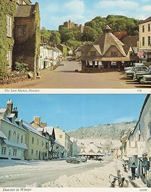 Winter In Dunster Disaster Weather Somerset 2x Postcard s