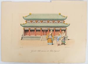 Hand Coloured Lithographic plate: Grande Salle exterieure du Palais Imperial. From La Chine, Moeu...