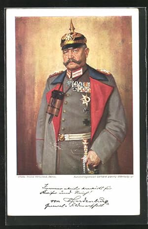 Ansichtskarte Gemälde Paul von Hindenburg mit Pickelhaube