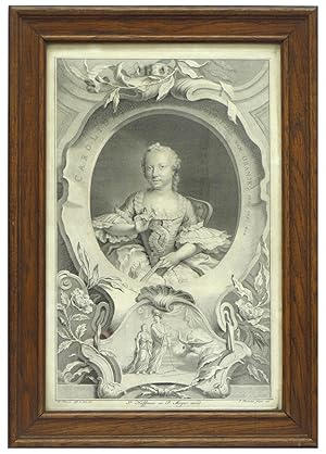 PORTRET. Carolina, Prinses van Oranje Nassau op jonge leeftijd. Door J. Houbraken, 1754