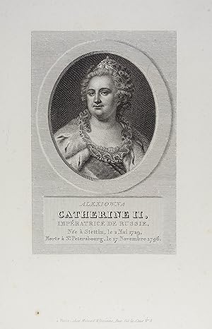 Imagen del vendedor de Alexiowna Catherine II, Imperatrice de Russie. Kupferstich Paris, Menard & Desenne um 1820, 13,5 x 9 cm a la venta por Antiquariat Johannes Mller