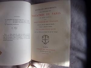 Image du vendeur pour Notes et documents sur l'histoire des thatres de Paris au XVII  sicle mis en vente par arobase livres