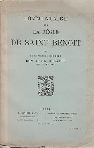 Bild des Verkufers fr Commentaire sur la Rgle de saint Benot zum Verkauf von Librairie l'Aspidistra