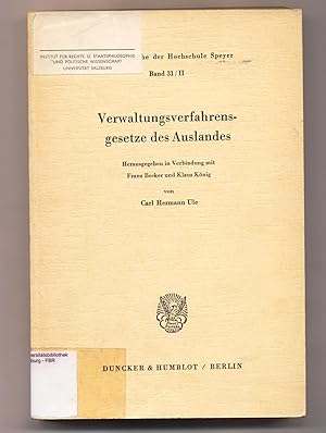 Seller image for Verwaltungsverfahrensgesetze des Auslandes Herausgegeben in Verbindung mit Franz Beker und Klaus Knig for sale by avelibro OHG