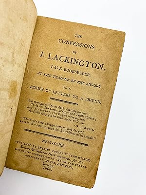 Image du vendeur pour THE CONFESSIONS OF J. LACKINGTON mis en vente par Type Punch Matrix