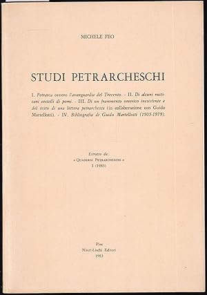 Bild des Verkufers fr Studi Petrarcheschi. Dedicated and signed by the author zum Verkauf von Graphem. Kunst- und Buchantiquariat