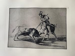 Grabado nº 11 de la tauromaquia de Goya. El Cid Campeador lanceando otro toro