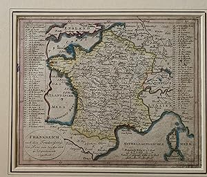 Mapa cartografico de Francia en 1814 por John Walch en Ausburgo