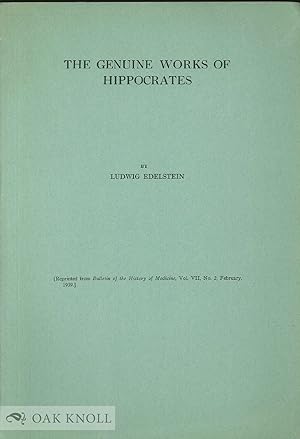 Seller image for GENUINE WORKS OF HIPPOCRATES.|THE for sale by Oak Knoll Books, ABAA, ILAB