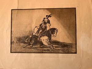 Carlos V lanceando un toro en la plaza de valladolid grabado nº 10 Tauromaquia de Goya