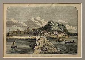 Town and harbour of Alicante Spain, xilografia coloreada a mano, 1860