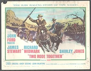 Bild des Verkufers fr Two Ride Together 11x14 Title Lobby Card James Stewart Richard Widmark zum Verkauf von DTA Collectibles