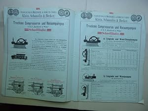 Bild des Verkufers fr Neu ! Trockene Compressoren und Vacuumumpen D.R.P. "Burckhardt & Weiss". Schnelllufer. Ueberfhrung der schdlichen Luft auf die Saugseite des Kolbens daher potenzirte Leistung und Wirkungsgrad von 90 %. zum Verkauf von Antiquariat Heinzelmnnchen