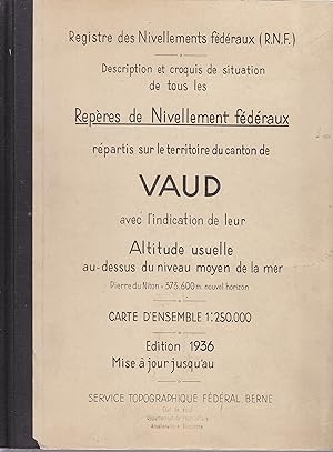 Repères de Nivellement fédéraux répartis sur le territoire du canton de Vaud avec l'indication de...