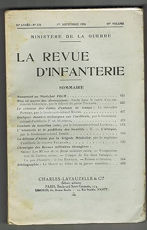 La revue d'infanterie 45è année - n° 528 - Septembre 1936 - 89è volume
