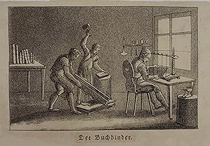 Der Buchbinder. Aquatinta. Prag um 1820, 8,5 x 13 cm