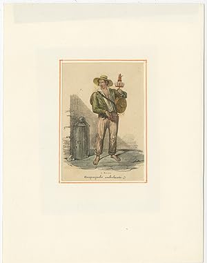 Antique Print of a Water Seller by Bianchi (c.1840)