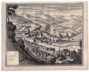 Carlsbad Orig. Kupferstich von J. M. Vogt aus seiner Arbeit " Das jetz-lebendige Königreich Böhmen"