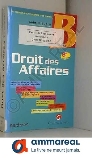 Seller image for Droit des affaires, 8e dition, 1999 for sale by Ammareal