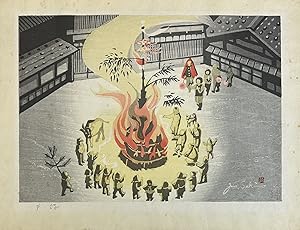 Rural Japanese New Year's Bonfire [signed]