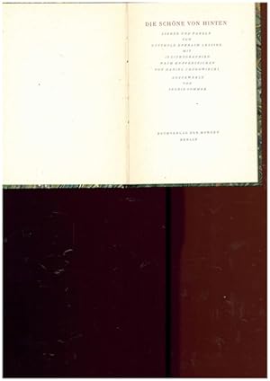 Imagen del vendedor de Die schne von hinten. Lieder und Fabeln von Gottfried Ephraim Lessing mit 12 Lithographien nach Kupferstichen von Daniel Chodowiecki, ausgewhlt von Ingrid Sommer. a la venta por Ant. Abrechnungs- und Forstservice ISHGW