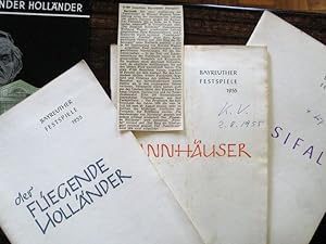 Bayreuther Festspiele 1955. Konvolut: von 3 Programmheften: Parsifal; Der fliegende Holländer; Ta...