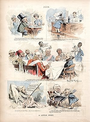 Seller image for PRINT: "A Little Story".engraving from Puck Humorous Weekly, July 14, 1890 for sale by Dorley House Books, Inc.