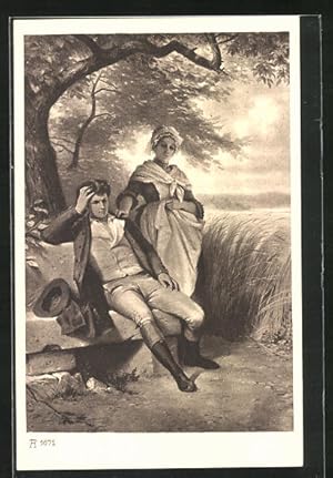 Bild des Verkufers fr Knstler-Ansichtskarte Goethes Hermann und Dorothea, Unterm Birnbaum zum Verkauf von Bartko-Reher