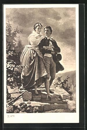 Bild des Verkufers fr Knstler-Ansichtskarte Goethes Hermann und Dorothea, Auf dem Heimweg zum Verkauf von Bartko-Reher
