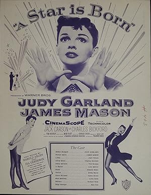 A Star is Born Synopsis Sheet 1954 Judy Garland, James Mason