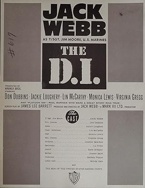 The D.I. Synopsis Sheet 1957 Jack Webb, Don Dubbins