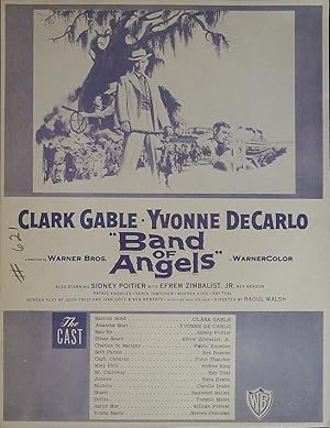 Seller image for Band of Angels Synopsis Sheet 1957 Clark Gable, Yvonne De Carlo for sale by AcornBooksNH